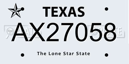 AX27058 Texas License Plate