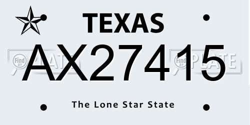 AX27415 Texas License Plate