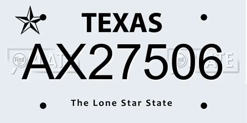 AX27506 Texas License Plate