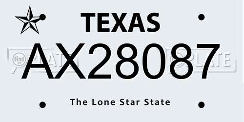 AX28087 Texas License Plate