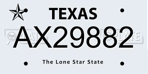 AX29882 Texas License Plate