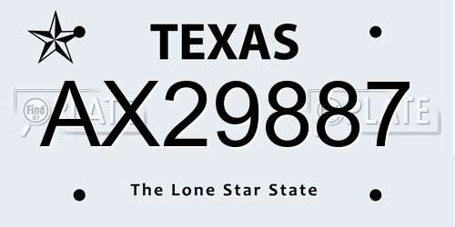 AX29887 Texas License Plate