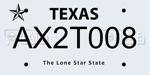 AX2T008 Texas License Plate