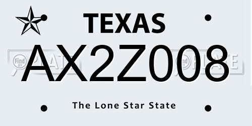 AX2Z008 Texas License Plate