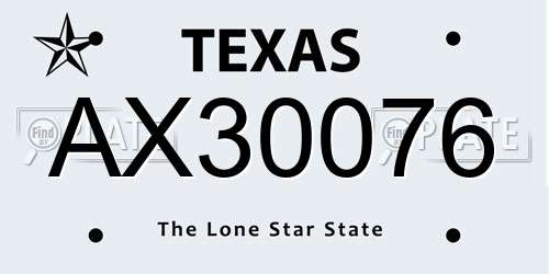 AX30076 Texas License Plate