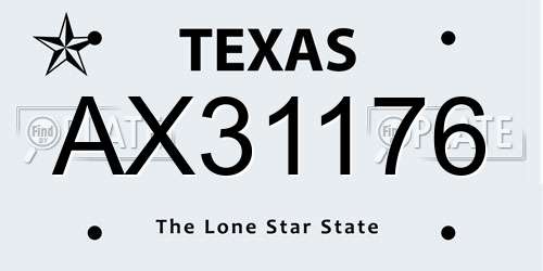 AX31176 Texas License Plate