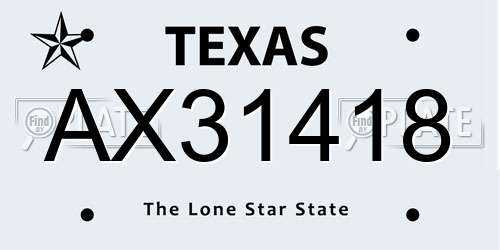 AX31418 Texas License Plate
