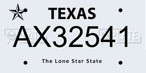 AX32541 Texas License Plate