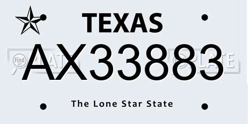 AX33883 Texas License Plate