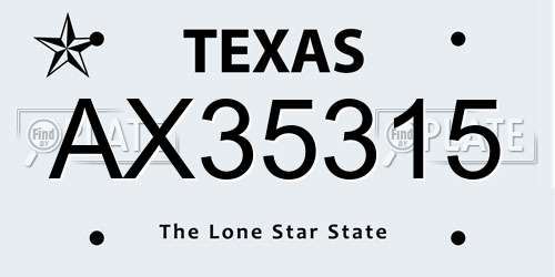 AX35315 Texas License Plate