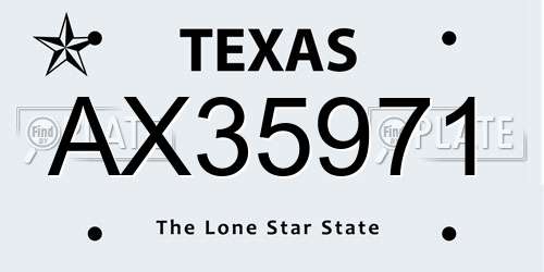 AX35971 Texas License Plate