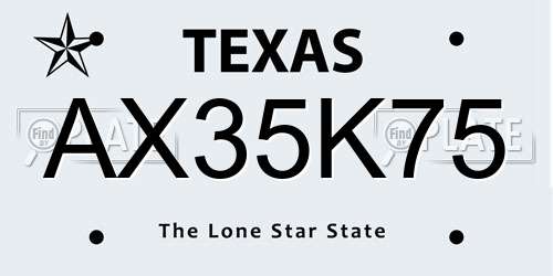 AX35K75 Texas License Plate