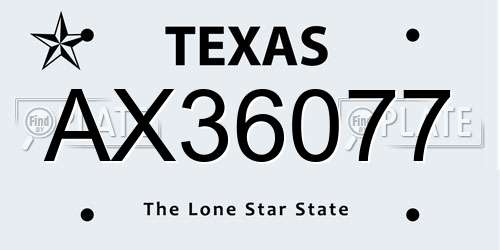 AX36077 Texas License Plate