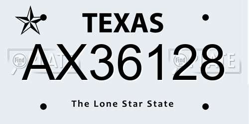 AX36128 Texas License Plate