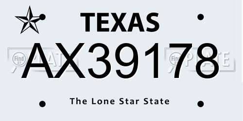 AX39178 Texas License Plate
