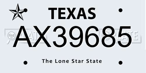 AX39685 Texas License Plate