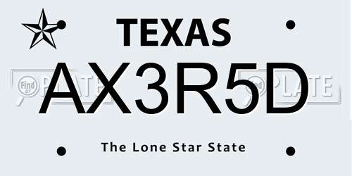 AX3R5D Texas License Plate