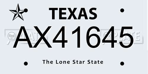 AX41645 Texas License Plate
