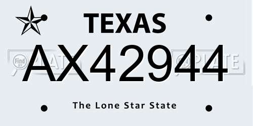 AX42944 Texas License Plate