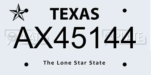 AX45144 Texas License Plate