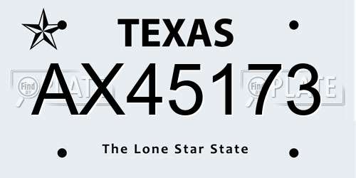 AX45173 Texas License Plate