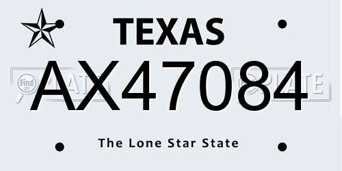 AX47084 Texas License Plate