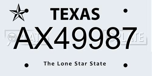 AX49987 Texas License Plate