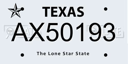 AX50193 Texas License Plate