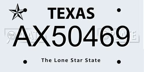 AX50469 Texas License Plate