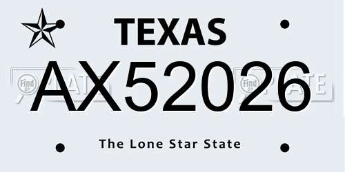 AX52026 Texas License Plate