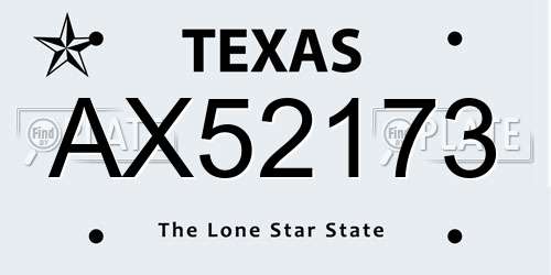 AX52173 Texas License Plate
