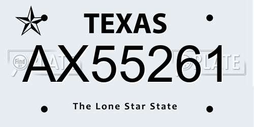 AX55261 Texas License Plate