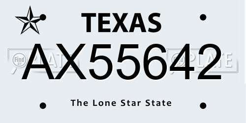 AX55642 Texas License Plate