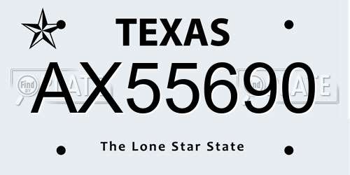 AX55690 Texas License Plate
