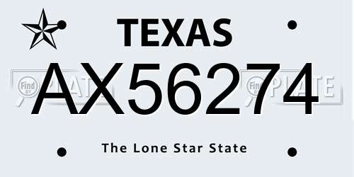 AX56274 Texas License Plate