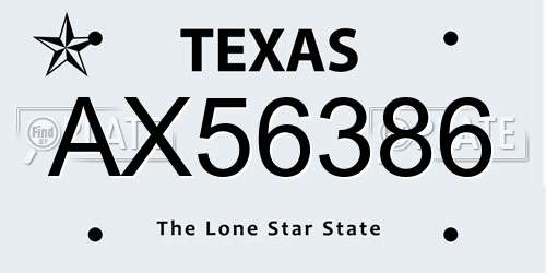 AX56386 Texas License Plate