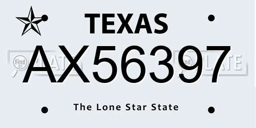 AX56397 Texas License Plate