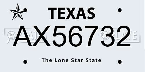 AX56732 Texas License Plate