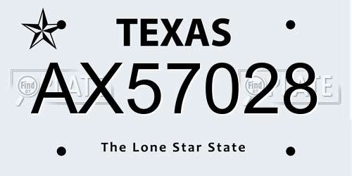AX57028 Texas License Plate