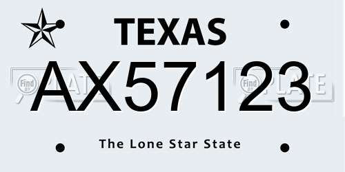 AX57123 Texas License Plate