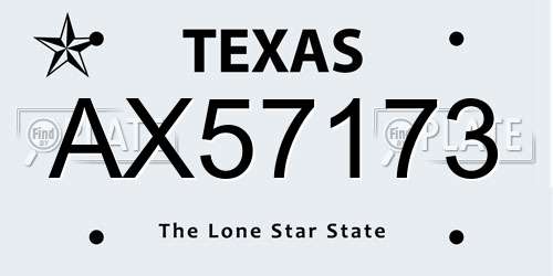 AX57173 Texas License Plate