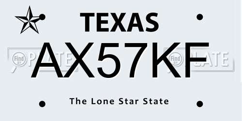AX57KF Texas License Plate