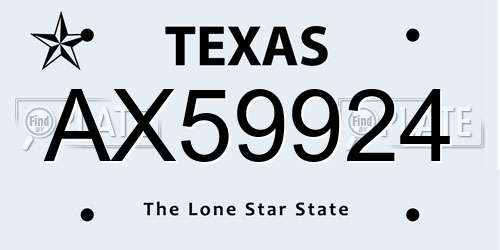 AX59924 Texas License Plate