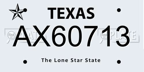 AX60713 Texas License Plate