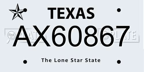 AX60867 Texas License Plate