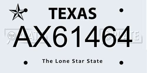 AX61464 Texas License Plate