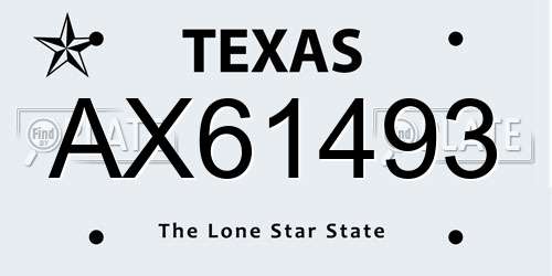 AX61493 Texas License Plate