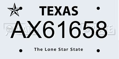 AX61658 Texas License Plate