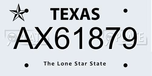 AX61879 Texas License Plate