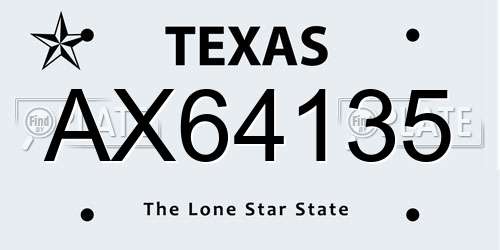 AX64135 Texas License Plate